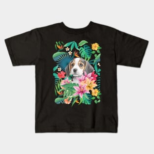 Tropical Beagle Puppy 1 Kids T-Shirt